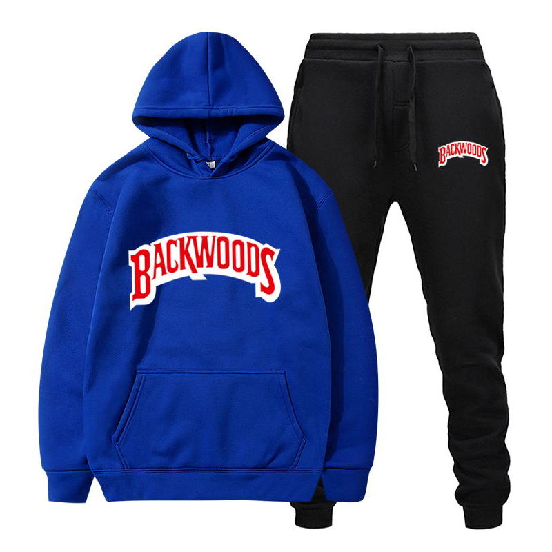 Fashion brand Backwoods Men's Set Fleece Hoodie Pant Thick Warm Tracksuit Sportswear Hooded Track Suits Male Sweatsuit Tracksuit