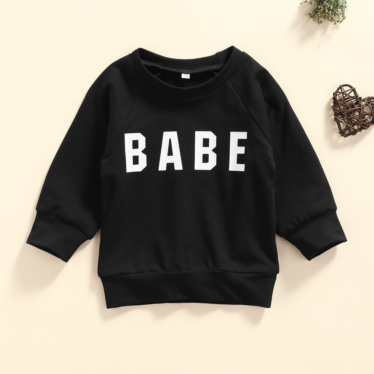 Toddler Kids Boy Girl Swearshirts Casual Letters Printed Pattern Long Sleeve Round Collar Tops Khaki/ Black