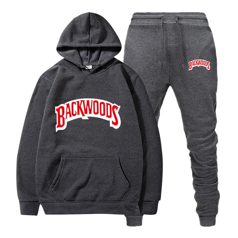 Fashion brand Backwoods Men's Set Fleece Hoodie Pant Thick Warm Tracksuit Sportswear Hooded Track Suits Male Sweatsuit Tracksuit
