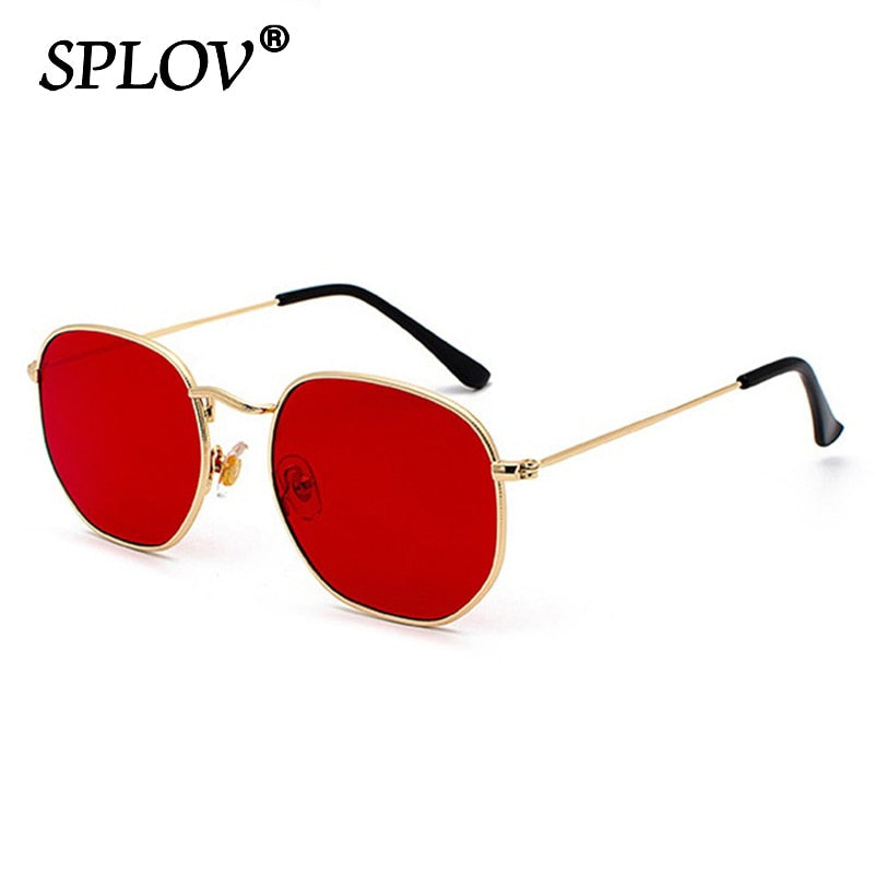 Hexagon Men Women Sunglasses Square Polygon Sun Glasses Brand Designer Retro Shades Metal Frame Eyewear TOP UV400