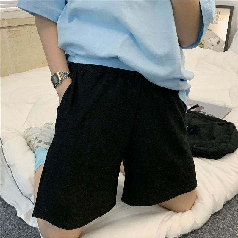 Summer Shorts Women Elasticity Lovely Girls Style Sweet Students Harajuku Simple Pure Gray Oversize Trousers Female