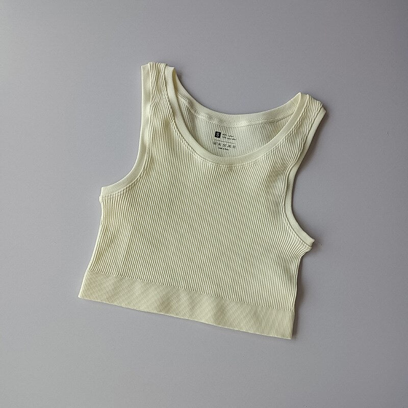 NHKDSASA Women's Top Sexy Crop Top Female Seamless Underwear Tank Top Girls Summer Cami T-shirt Sexy Lingerie Sports Camisole