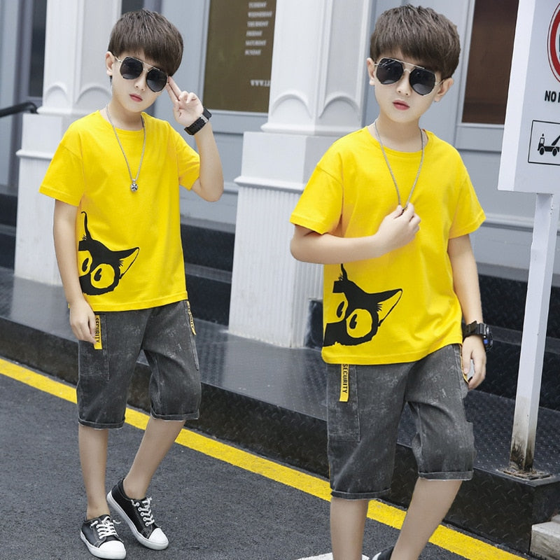 Sports Suit for Boys Clothes Sets Summer Cartoon Teenage Boy Clothing Set Kids Tracksuit Children Shorts