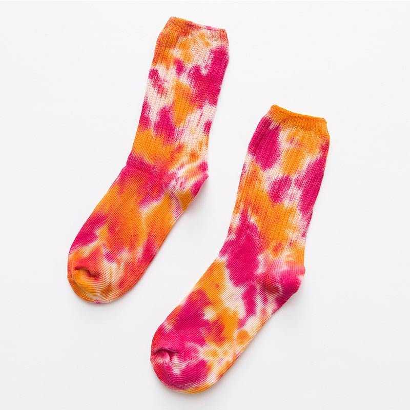 2023 Cotton Skate Socks Men Women Sock Knee-high Funny Cycling Running Hiking Tie Dye Sox  harajuku hip hop happy socks