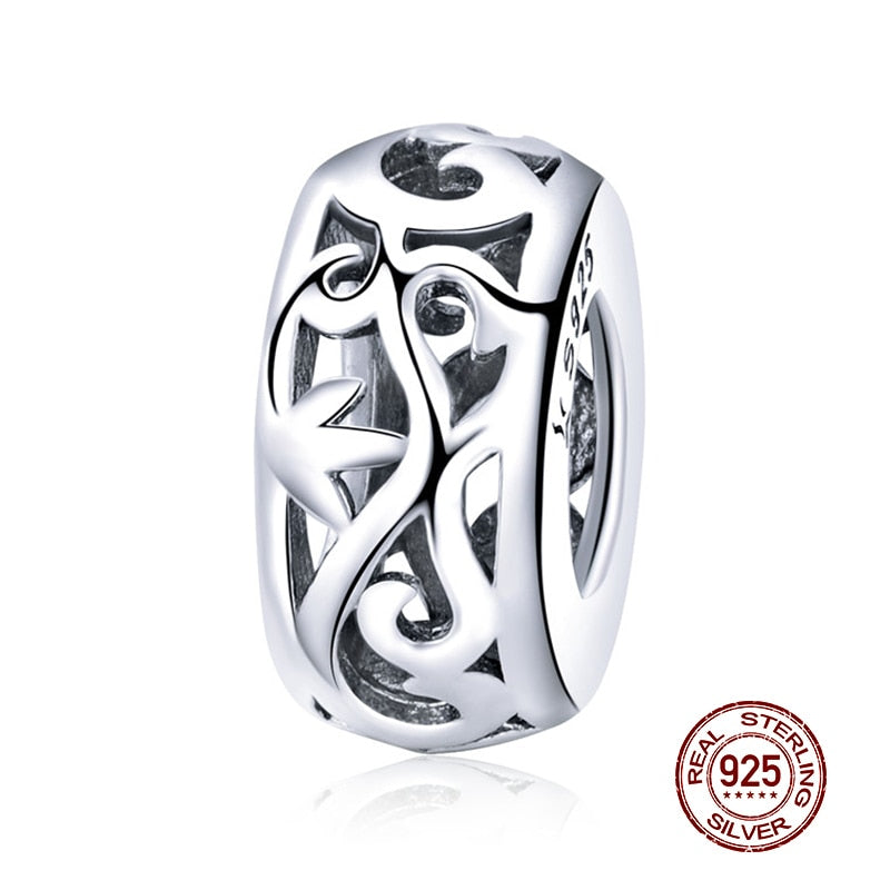 Round Charms Genuine 925 Sterling Silver Vintage Galaxy Openwork Beads Fit Original Bracelet Pendant Authentic Jewelry Women