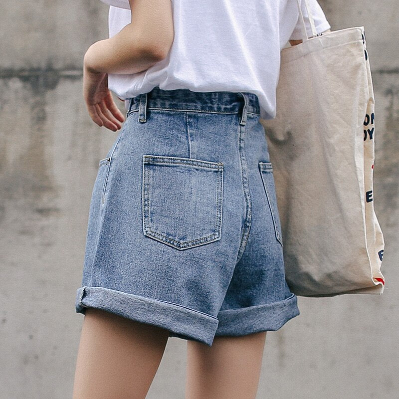 Streetwear High Waist Wide Leg Denim Shorts For Women New Jean Shorts Women Summer Style Women Loose Short Shorts
