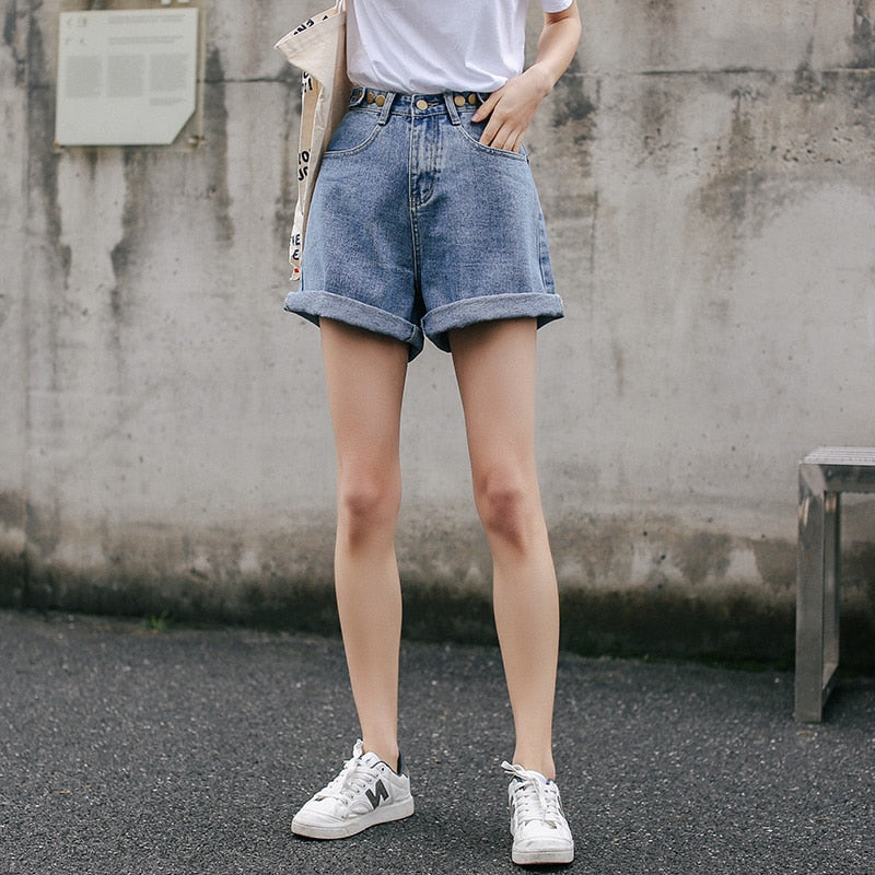 Streetwear High Waist Wide Leg Denim Shorts For Women New Jean Shorts Women Summer Style Women Loose Short Shorts