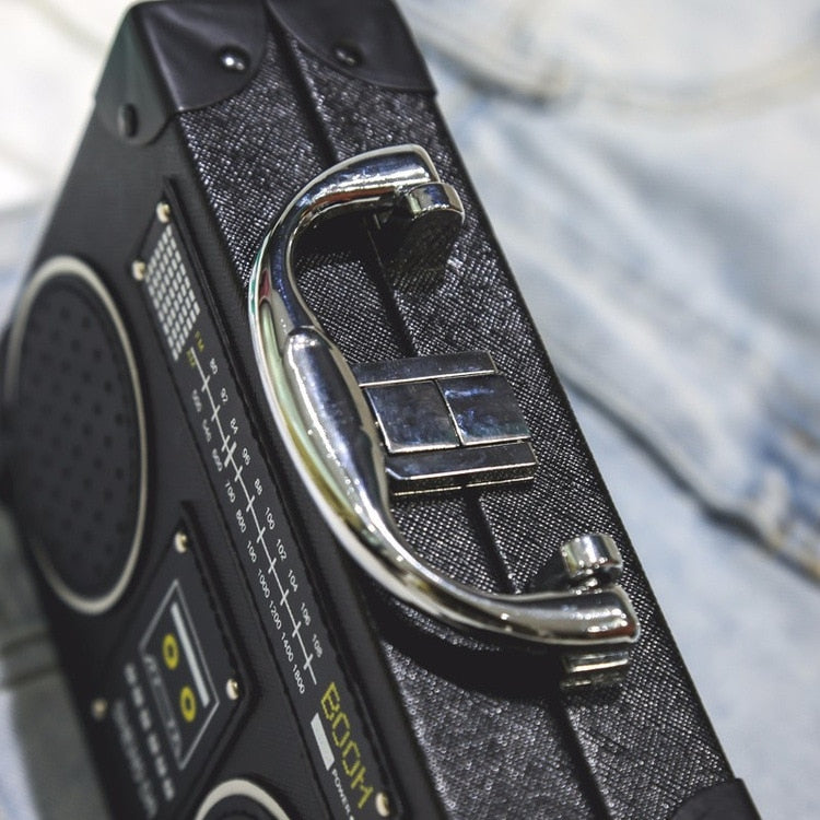 Black Radio Style Shoulder Bag Fashion Box Handbags Women's Purses Party Clutch Bag Crossbody Bag Pu Leather