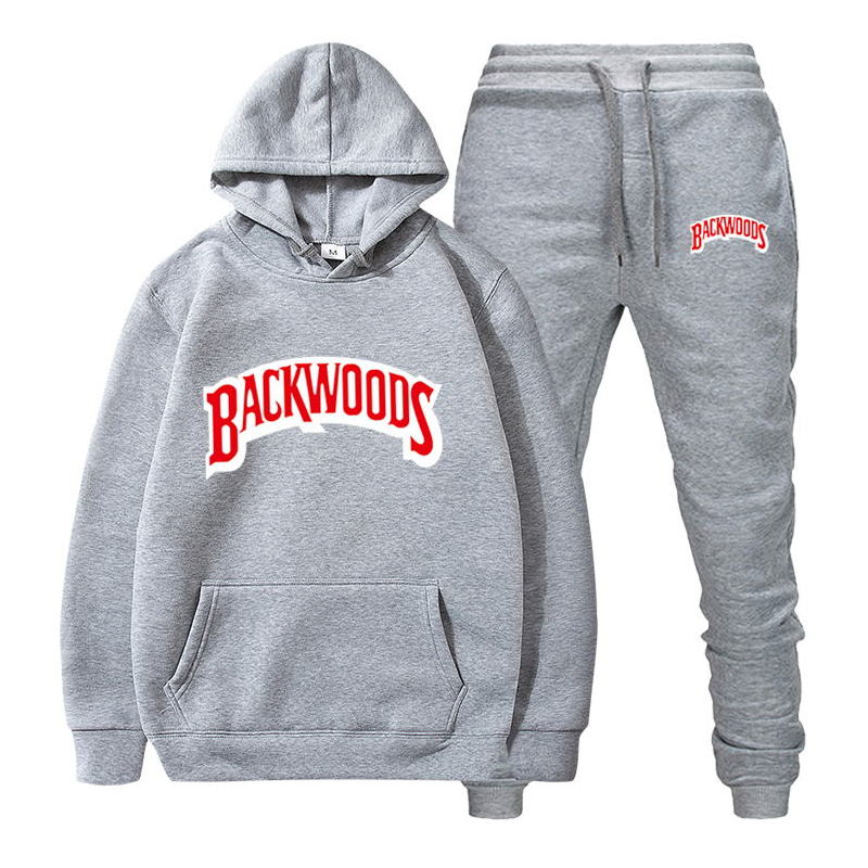 Fashion brand Backwoods Men's Set Fleece Hoodie Pant Thick Warm Tracksuit Sportswear Hooded Track Suits Male Sweatsuit Tracksuit