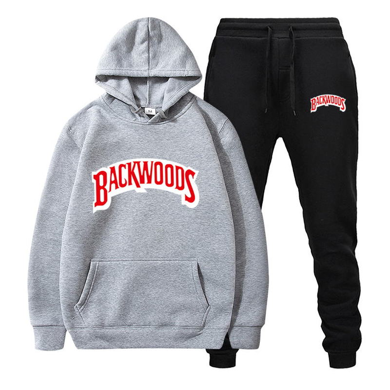 Fashion brand Backwoods Men's Set Fleece Hoodie Pant Thick Warm Tracksuit Sportswear Hooded Track Suits Male Sweatsuit Tracksuit