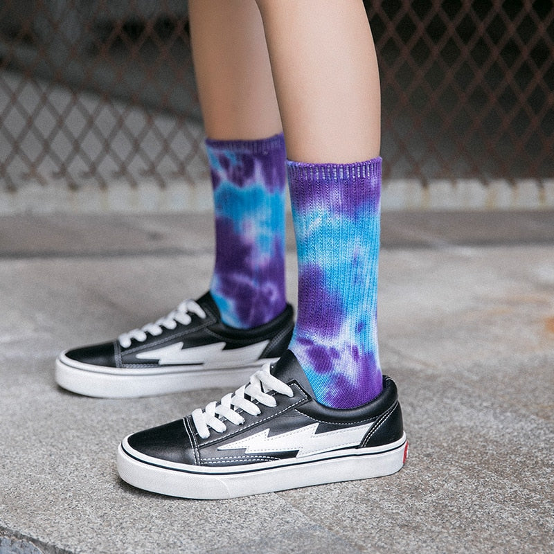 2023 Cotton Skate Socks Men Women Sock Knee-high Funny Cycling Running Hiking Tie Dye Sox  harajuku hip hop happy socks