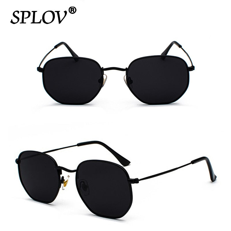 Hexagon Men Women Sunglasses Square Polygon Sun Glasses Brand Designer Retro Shades Metal Frame Eyewear TOP UV400
