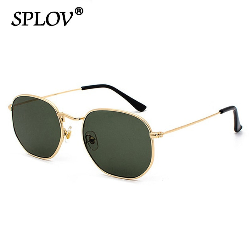 Hexagon Men Women Sunglasses Square Polygon Sun Glasses Brand Designer Retro Shades Metal Frame Eyewear TOP UV400