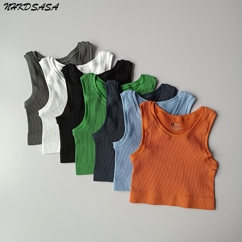 NHKDSASA Women's Top Sexy Crop Top Female Seamless Underwear Tank Top Girls Summer Cami T-shirt Sexy Lingerie Sports Camisole