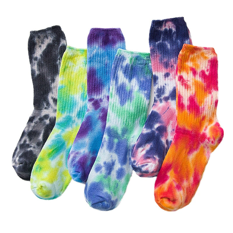 2023 Cotton Skate Socks Men Women Sock Knee-high Funny Cycling Running Hiking Tie Dye Sox  harajuku hip hop happy socks