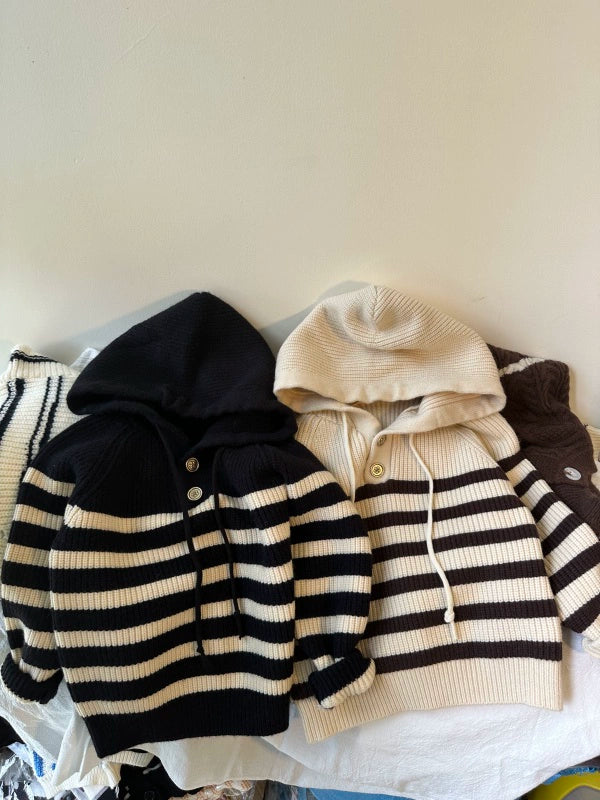 Boys and Girls Hooded Sweater Thick Knitwear Autumn and Winter Clothes