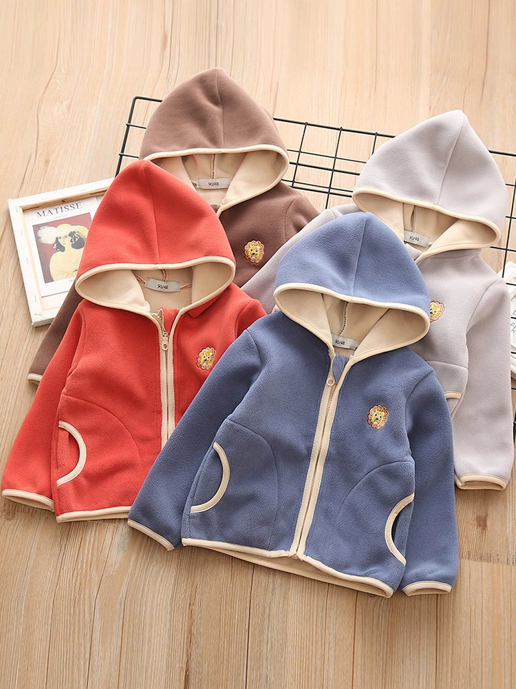 A & L Velvet Integrated Zipper Cardigan Autumn and Winter Korean Style Hooded