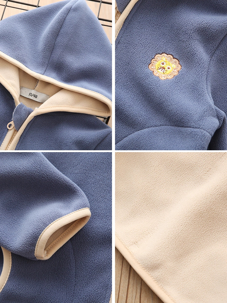 A & L Velvet Integrated Zipper Cardigan Autumn and Winter Korean Style Hooded