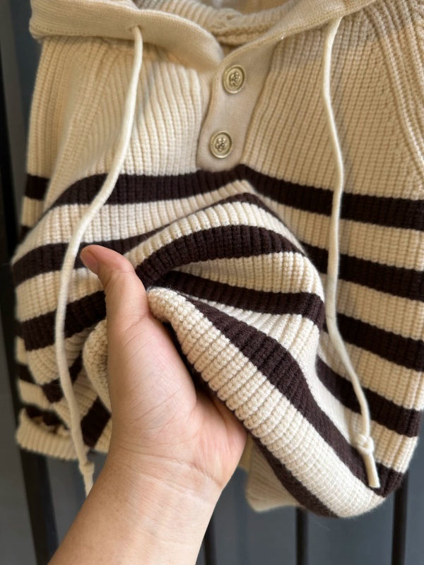 Boys and Girls Hooded Sweater Thick Knitwear Autumn and Winter Clothes