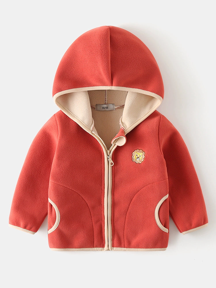 A & L Velvet Integrated Zipper Cardigan Autumn and Winter Korean Style Hooded