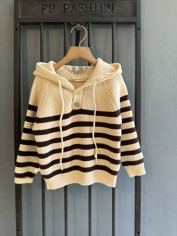 Boys and Girls Hooded Sweater Thick Knitwear Autumn and Winter Clothes
