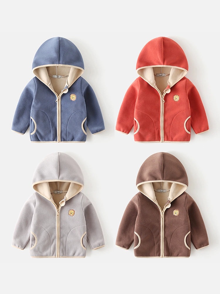 A & L Velvet Integrated Zipper Cardigan Autumn and Winter Korean Style Hooded