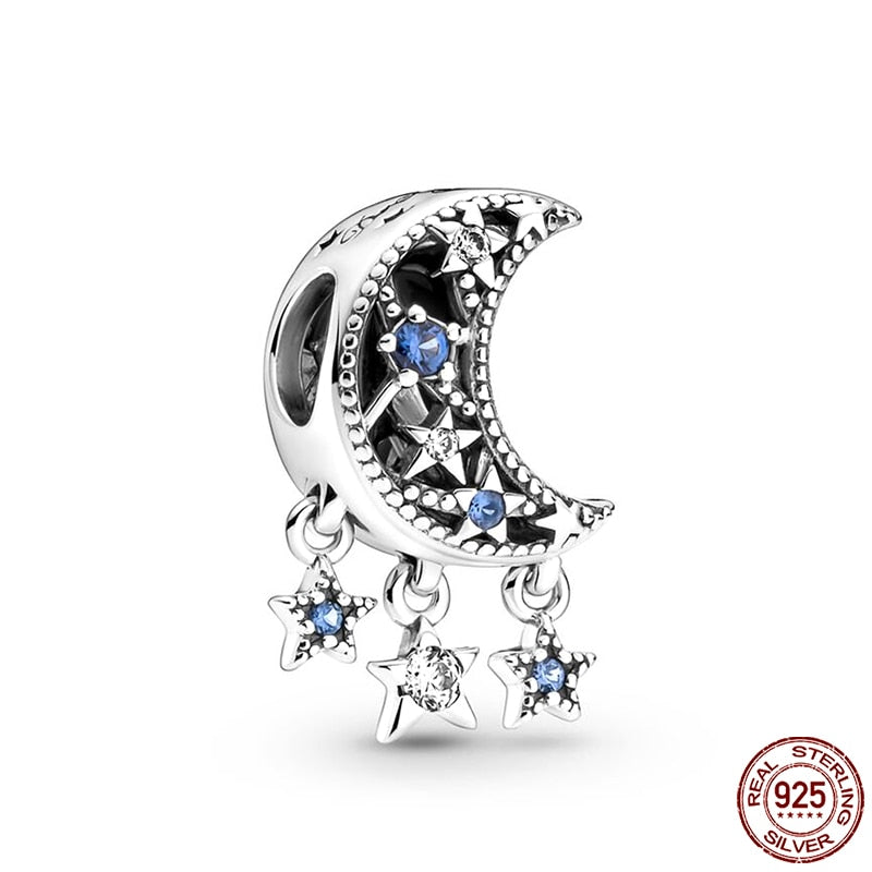 Hot Sale Charms Fit Pandora 925 Original Bracelet 925 Silver Owl With Blue Zircon Red Heart Charms Beads Fine DIY Jewelry Making