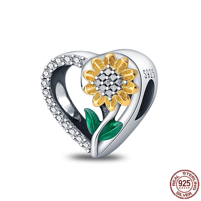 Hot Sale Charms Fit Pandora 925 Original Bracelet 925 Silver Owl With Blue Zircon Red Heart Charms Beads Fine DIY Jewelry Making