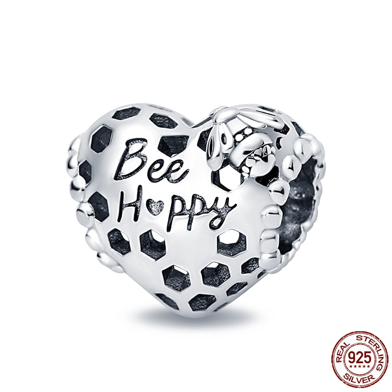 Hot Sale Charms Fit Pandora 925 Original Bracelet 925 Silver Owl With Blue Zircon Red Heart Charms Beads Fine DIY Jewelry Making