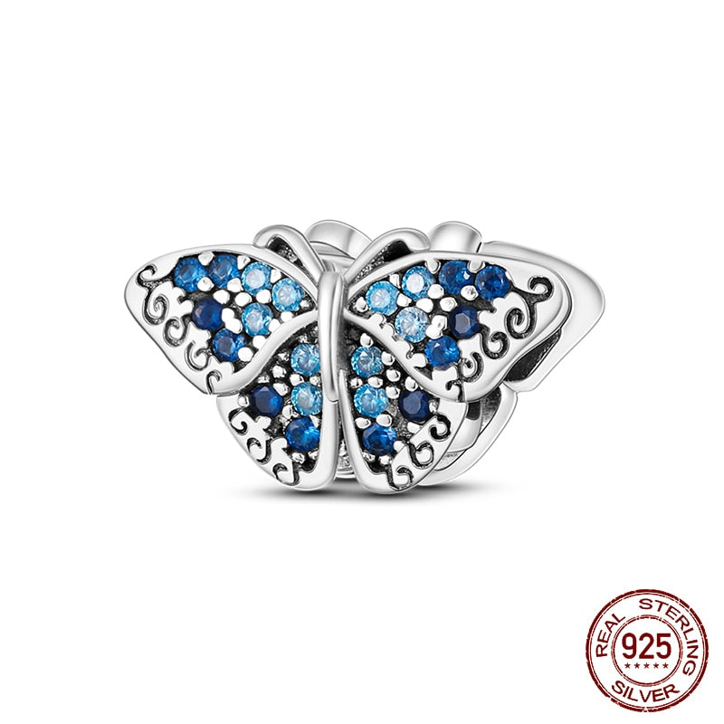 Fit Pandora 925 Original Bracelet Chameleon Luminous Firefly Butterfly Silver Charms Beads For DIY Christmas Jewelry Gift Making