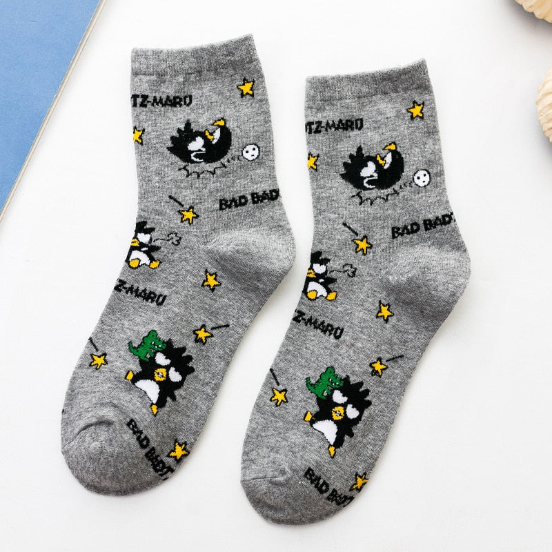 Kawaii Sanrio Women's Socks Cartoon Hello Kitty My Melody Harajuku Mid-tube Cotton Sports Breathable Student Sock Christmas Gift