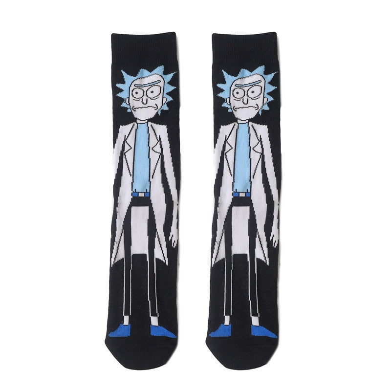 Anime Rick Socks Men's Funny Cartoon Mid-calf Men and Women Street Letters Hip-hop Sports Skateboarding Cute White Socks