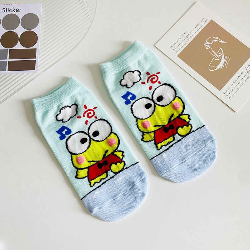 Sanrio Socks Woman My Melody Kuromi Hello Kitty Calcetines Anime Character Cute Short Harajuku Cotton Casual Girls Socks