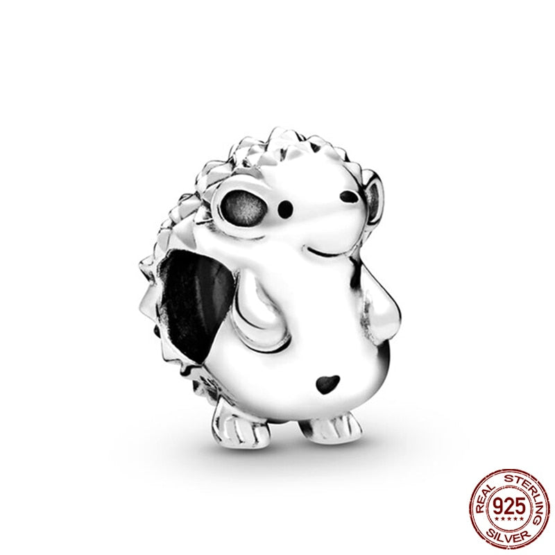 Hot Sale Charms Fit Pandora 925 Original Bracelet 925 Silver Owl With Blue Zircon Red Heart Charms Beads Fine DIY Jewelry Making