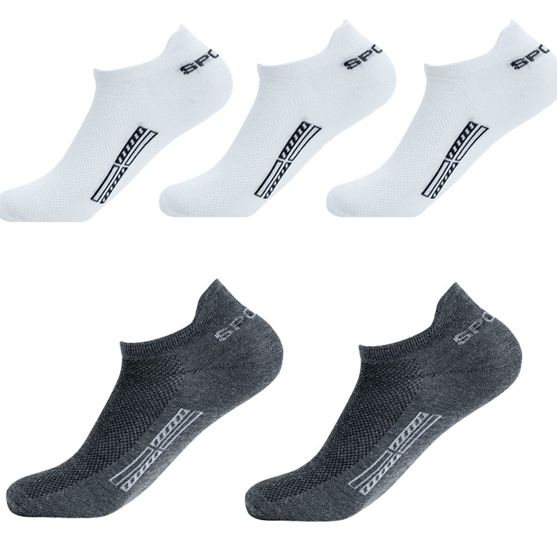 5 Pairs High Quality Men Ankle Socks Breathable Cotton Sports Socks Mesh Casual Athletic Summer Thin Cut Short Sokken Plus Size