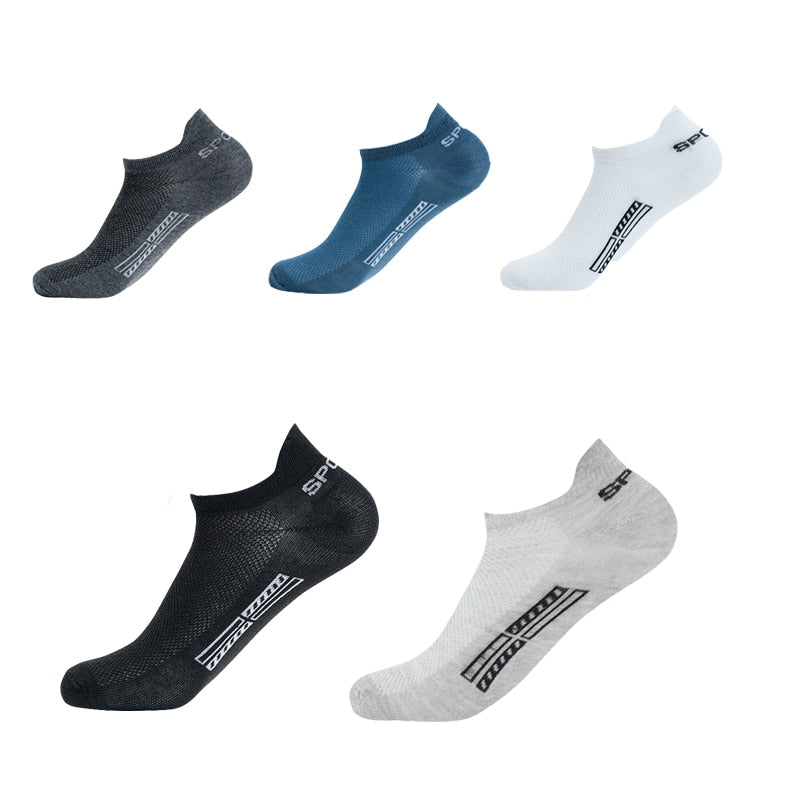 5 Pairs High Quality Men Ankle Socks Breathable Cotton Sports Socks Mesh Casual Athletic Summer Thin Cut Short Sokken Plus Size