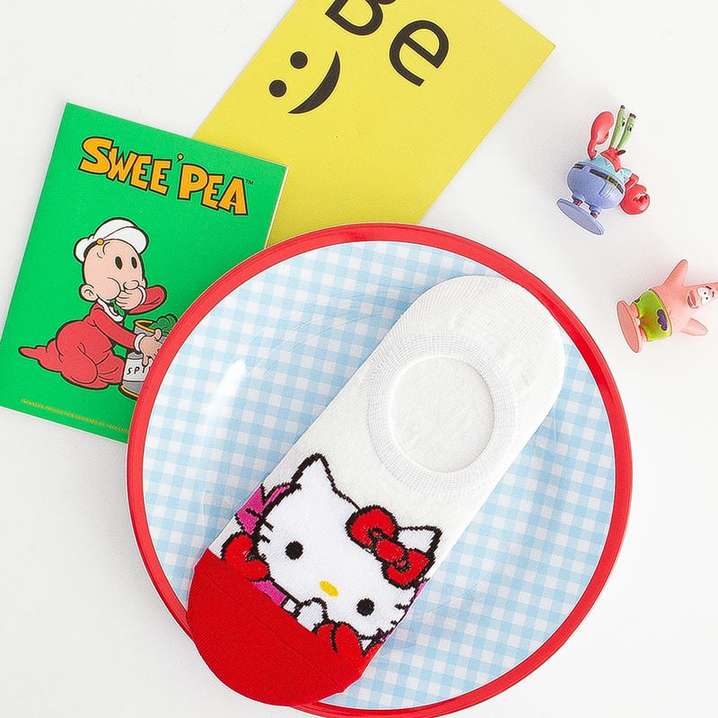 5Pcs Kawaii Sanrio Hello Kitty Socks Cute Cartoon My Melody Cinnamoroll Girls Invisible Socks Student Socks Gifts for Friends