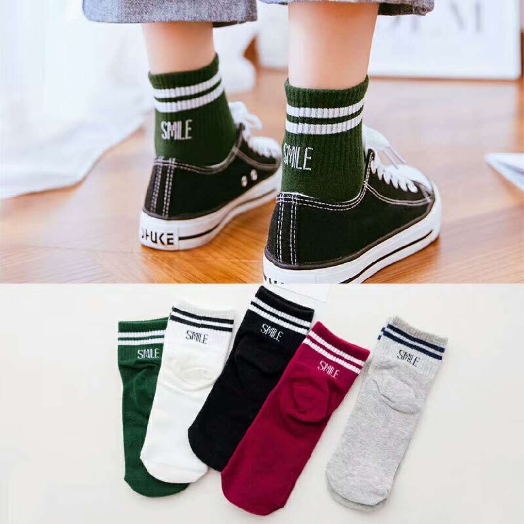 5 Pairs Pack Women Socks Girl Cartoon Bar Bear Lovely Happy Funny Smile Cute Kawaii Boat Ankle Short Cotton