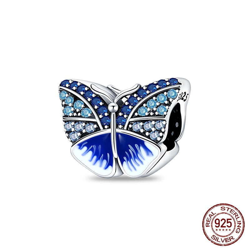 Fit Pandora 925 Original Bracelet Chameleon Luminous Firefly Butterfly Silver Charms Beads For DIY Christmas Jewelry Gift Making