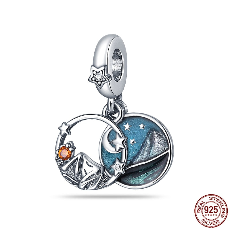 Hot Sale Charms Fit Pandora 925 Original Bracelet 925 Silver Owl With Blue Zircon Red Heart Charms Beads Fine DIY Jewelry Making