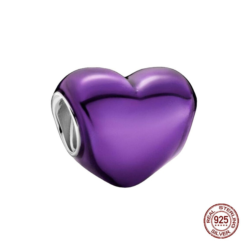 Hot Sale Charms Fit Pandora 925 Original Bracelet 925 Silver Owl With Blue Zircon Red Heart Charms Beads Fine DIY Jewelry Making