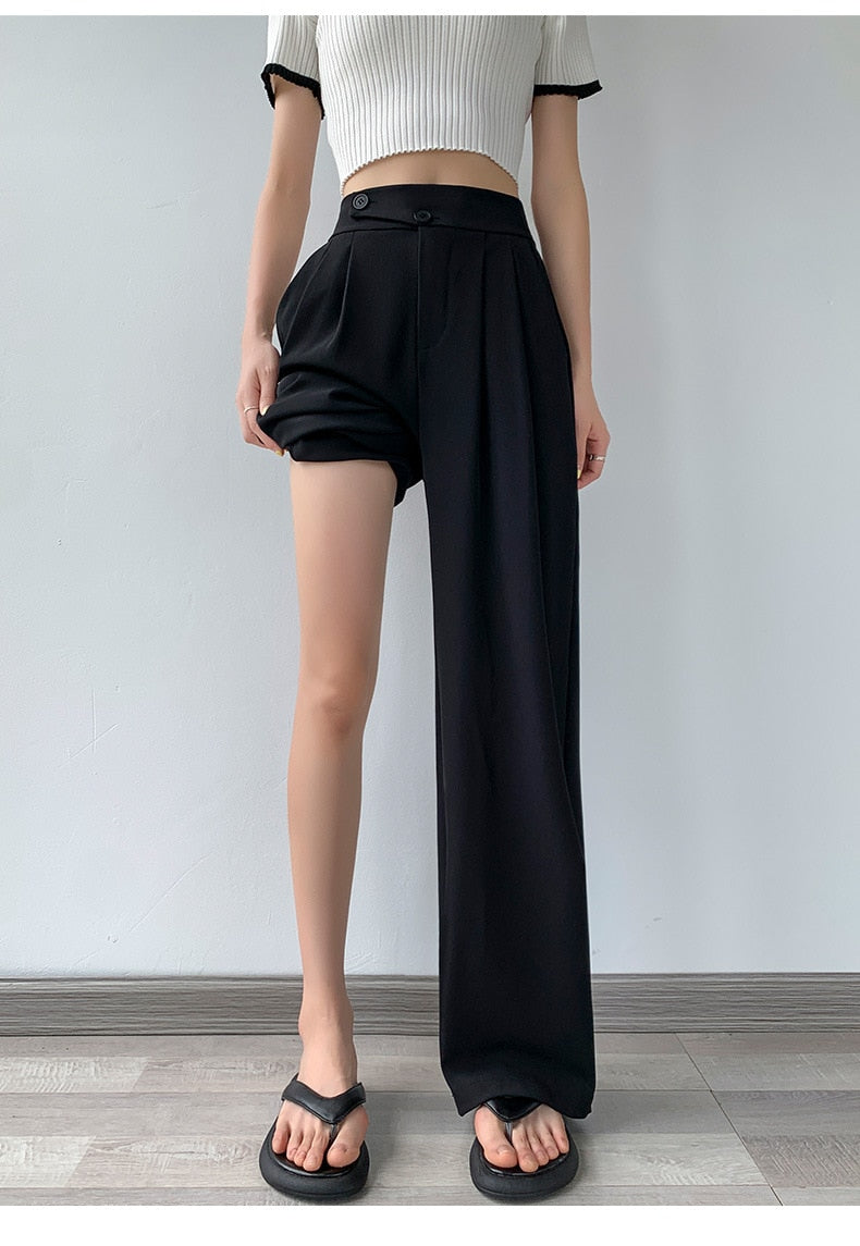 High Waist Loose Wide Leg Pants for Women Spring Autumn New Female Dress Pant White Suits Pants Ladies Long Trousers Casual