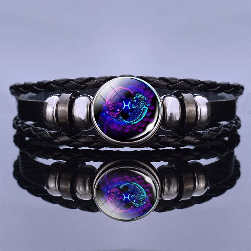12 Zodiac Signs Constellation Charm Bracelet Men Women Fashion Multilayer Weave leather Bracelet Bangle Birthday Gifts