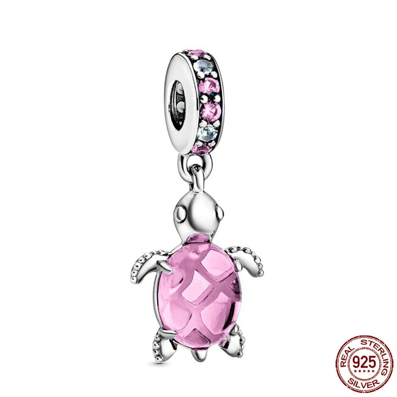 Hot Sale Charms Fit Pandora 925 Original Bracelet 925 Silver Owl With Blue Zircon Red Heart Charms Beads Fine DIY Jewelry Making