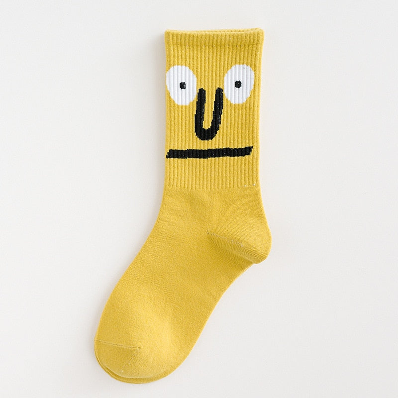 Fashion Art Anime Face Unisex Ankle Compression Socks Funny Harajuku Creative Sport Breathable Warm Winter Long Tube Male Socks