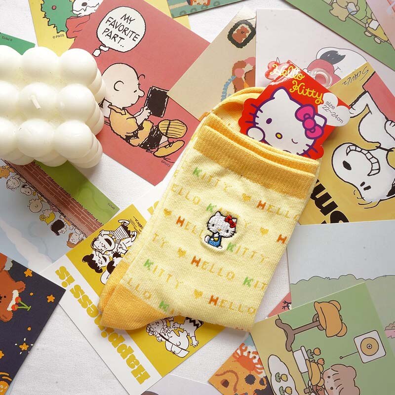 Sanrio Accessories Socks Anime Hello Kitty Kuromi Melody Cinnamoroll Long Tube Harajuku Keep Warm Casual Socks Girl Gift