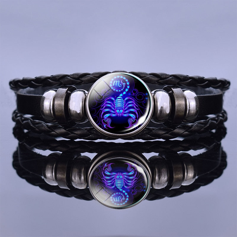12 Zodiac Signs Constellation Charm Bracelet Men Women Fashion Multilayer Weave leather Bracelet Bangle Birthday Gifts