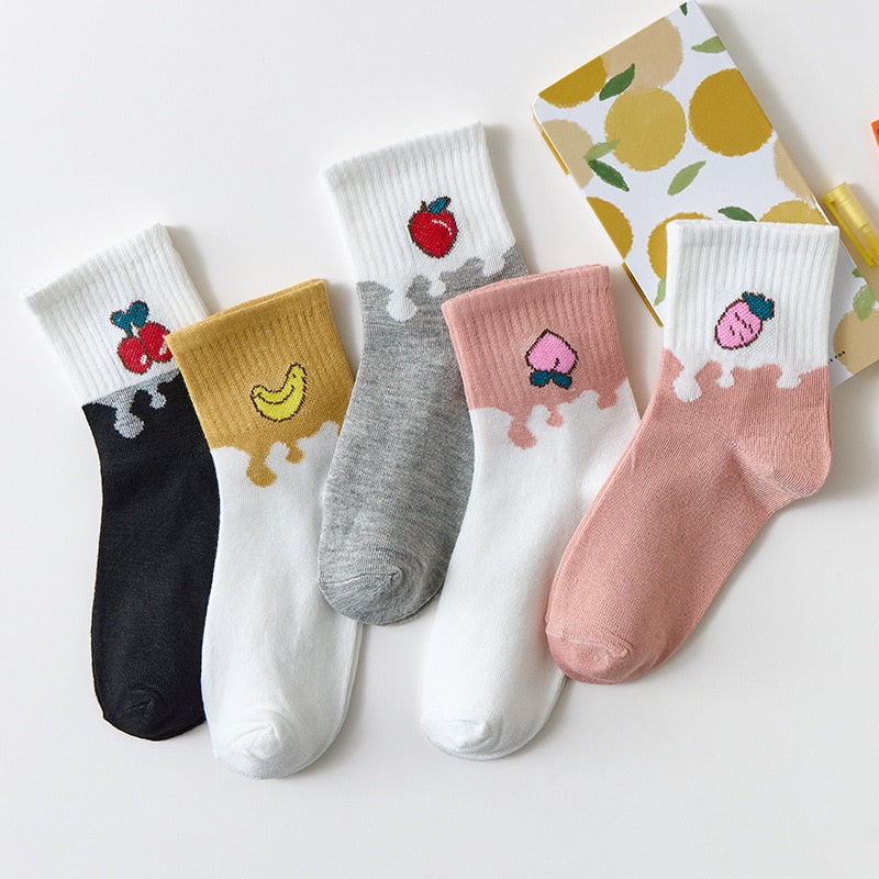 5 Pairs Pack Women Socks Girl Cartoon Bar Bear Lovely Happy Funny Smile Cute Kawaii Boat Ankle Short Cotton