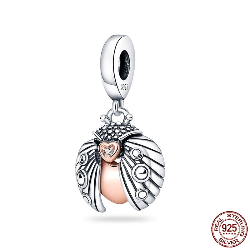 Hot Sale Charms Fit Pandora 925 Original Bracelet 925 Silver Owl With Blue Zircon Red Heart Charms Beads Fine DIY Jewelry Making