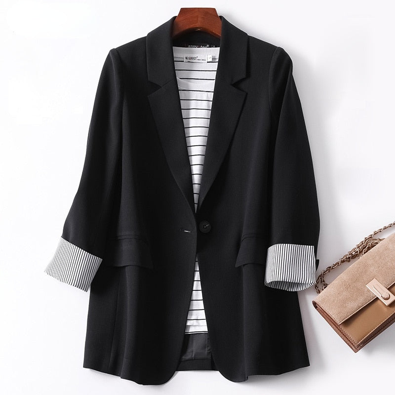 Ladies Long Sleeve Spring Casual Blazer New Fashion Business Plaid Suits Women Work Office Blazer Women Coats  Woman Jacket